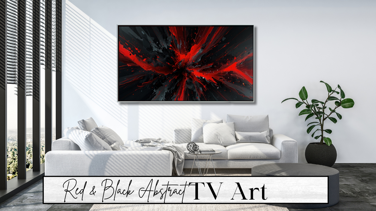 Red & Black Abstract digital TV wall Art