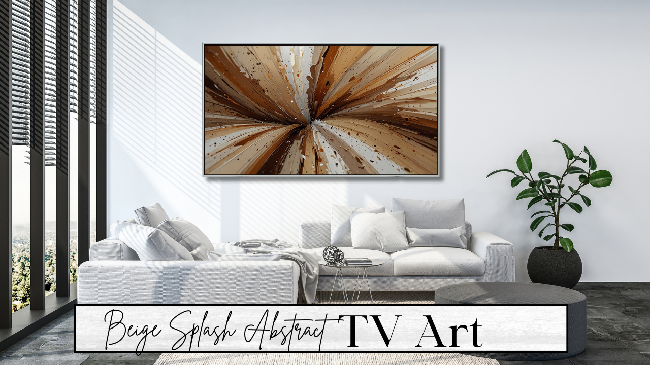 Beige Splash Abstract digital TV wall Art