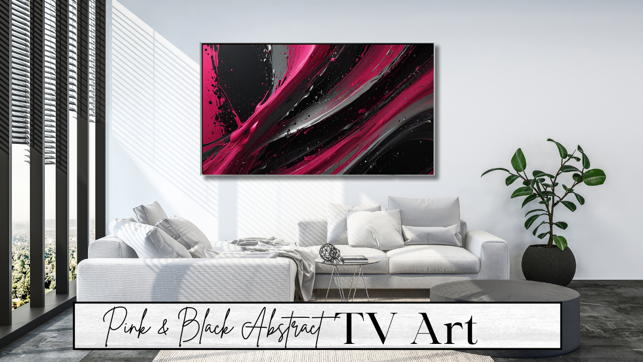 Pink & Black Abstract digital TV wall Art