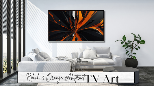 Black & Orange Abstract digital TV wall Art