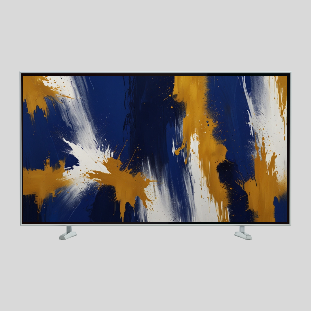 Blue & Gold Abstract digital TV wall Art