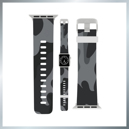 Black & Grey Camo Watch Band for Apple Watch Series 1-9, SE and Ultra, 38-40mm/ 42-44mm