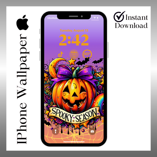 Spooky season pumpkin, iPhone wallpaper iPhone lock screen art digital download