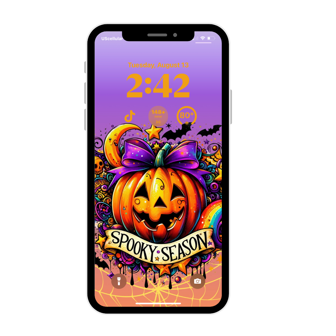 Spooky season pumpkin, iPhone wallpaper iPhone lock screen art digital download