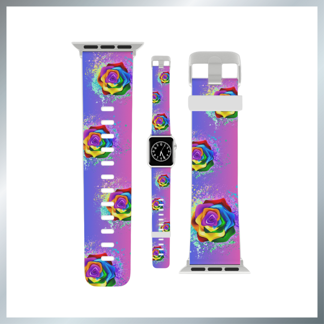 Psychedelic rose Watch Band for Apple Watch Series 1-9, SE and Ultra, 38-40mm/ 42-44mm