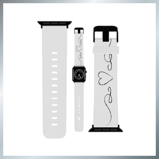 Black heart scroll Watch Band for Apple Watch Series 1-9, SE and Ultra, 38-40mm/ 42-44mm