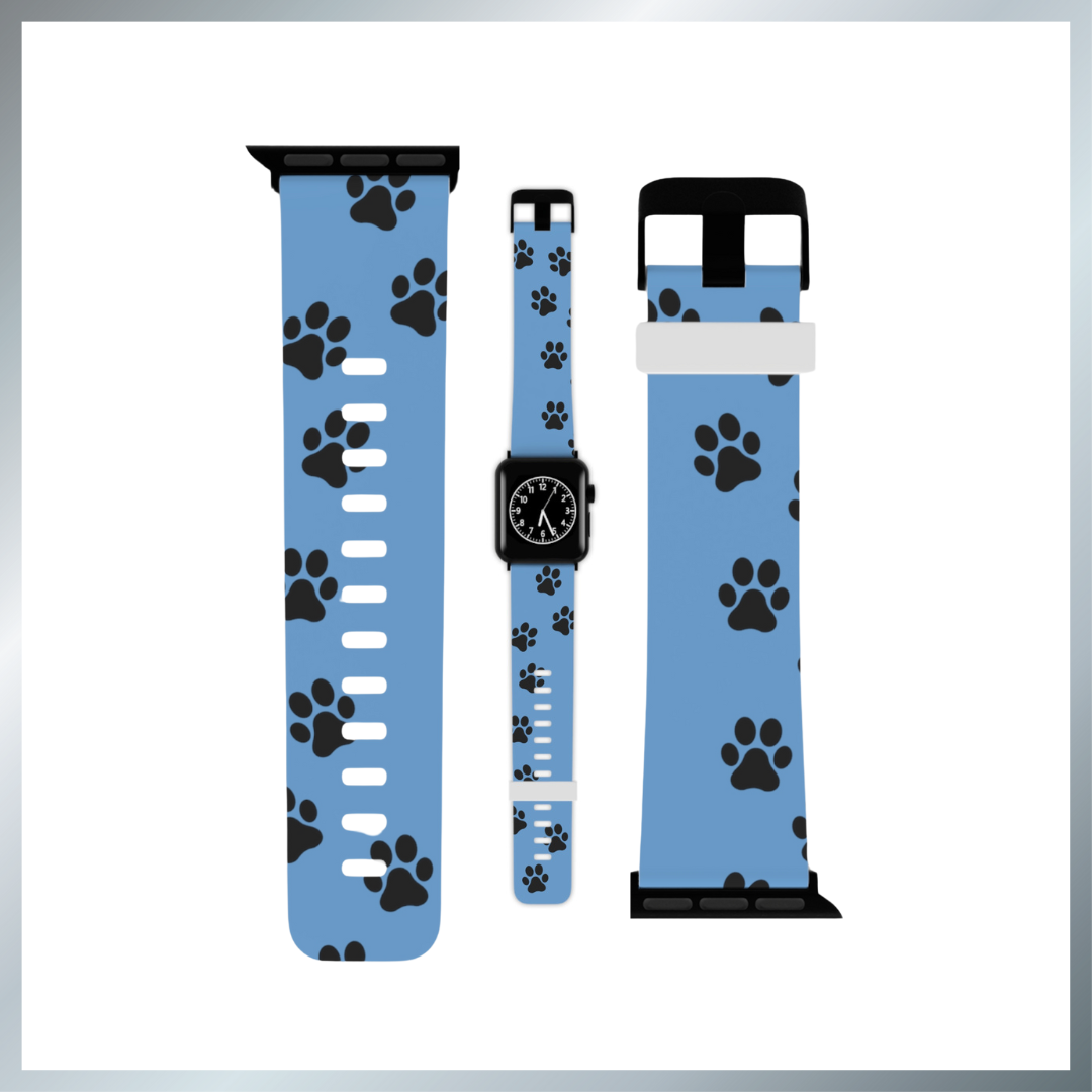 Blue traveling paws Watch Band for Apple Watch Series 1-9, SE and Ultra, 38-40mm/ 42-44mm