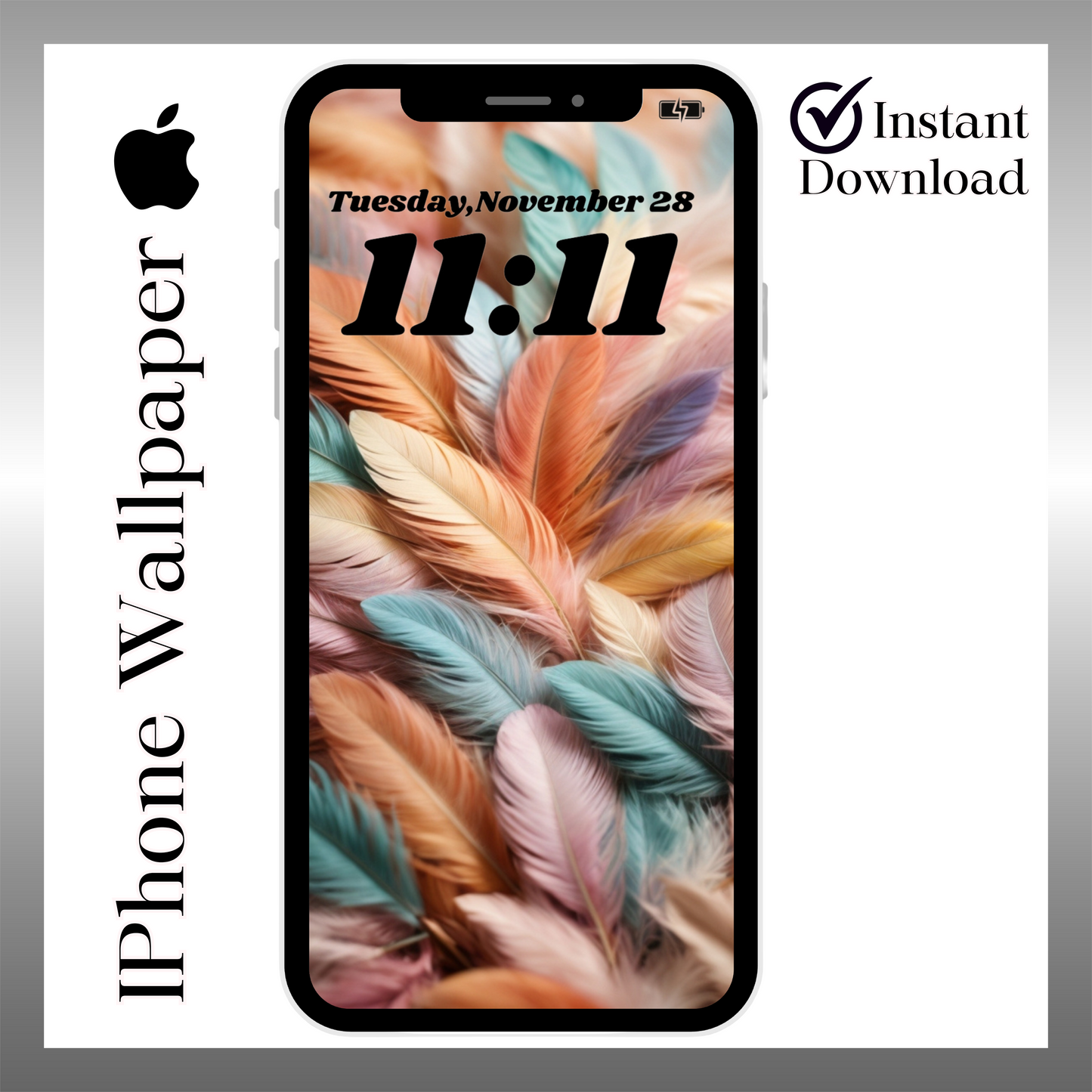 IPhone wallpaper/ Cute boho style Pastel colored feathers