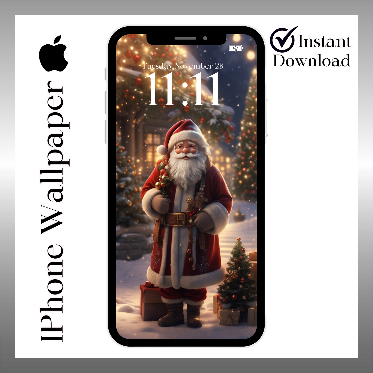 iPhone/iPad wallpaper/ vintage Santa/ instant download