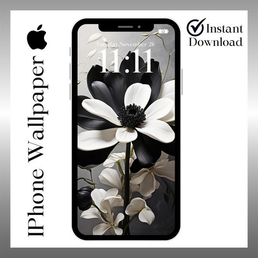 IPhone wallpaper/ Classic 3D black & white flower petal