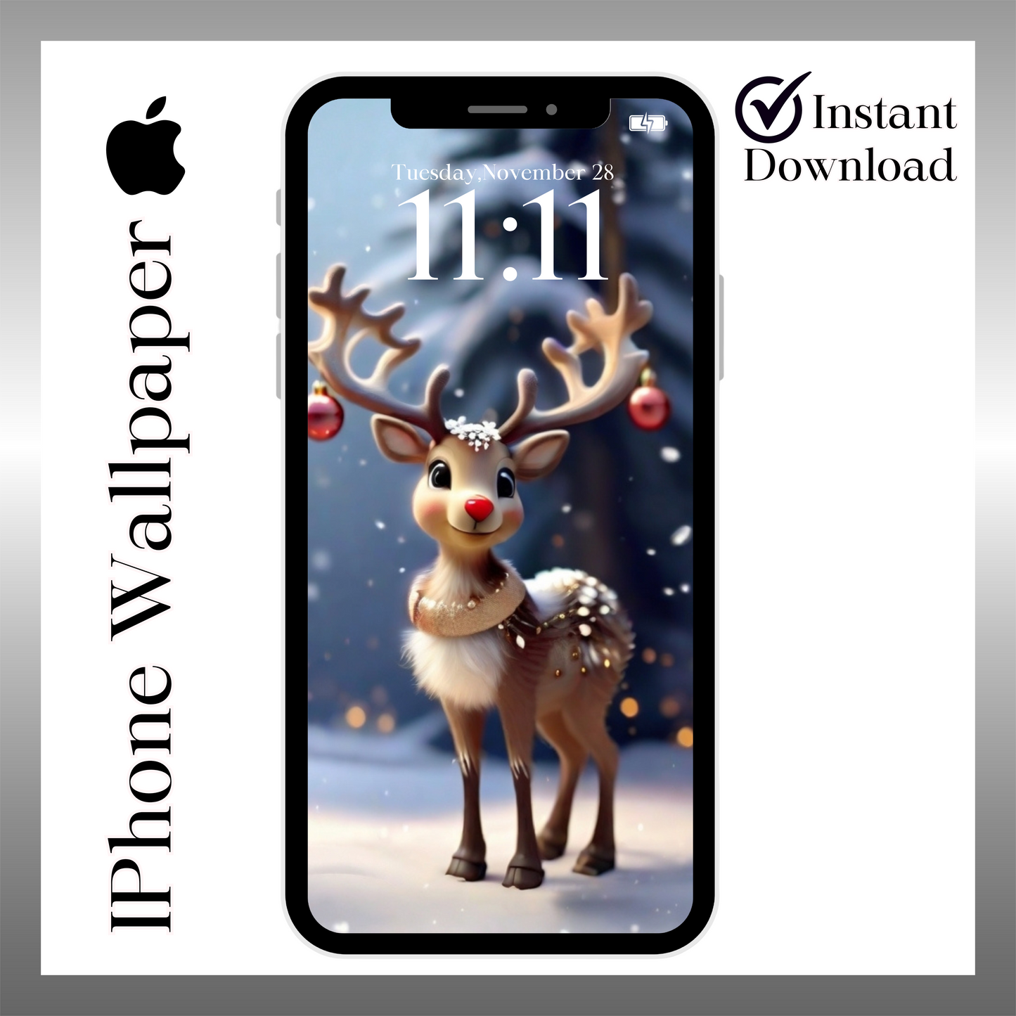 IPhone/iPad wallpaper/ Christmas Reindeer/ instant download