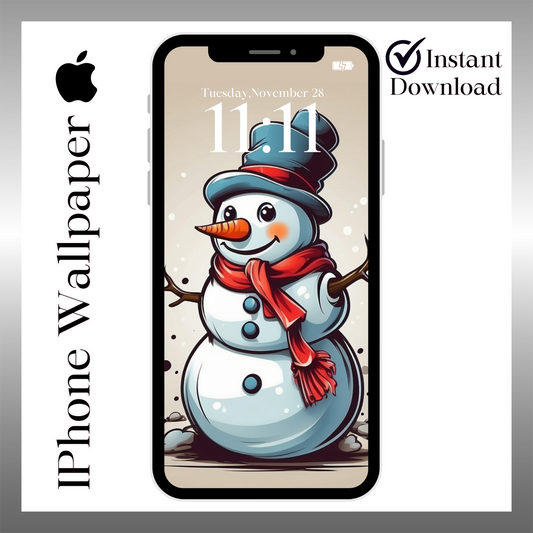 iPhone/iPad wallpaper/ Happy Vintage snowman