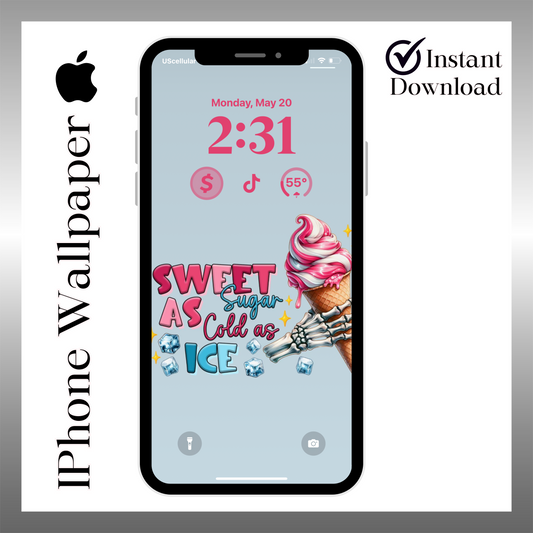 Sweet as sugar & cold as ice phone wallpaper iPhone lock screen art digital download