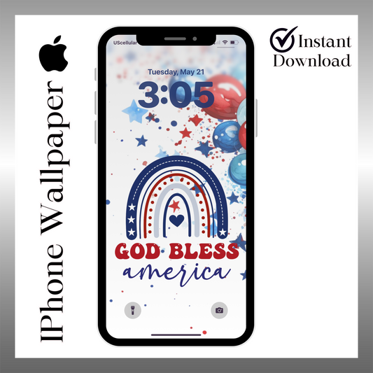 GOD Bless America phone wallpaper iPhone lock screen art digital download