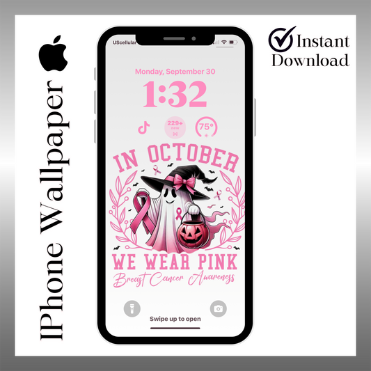 In October we wear pink iPhone wallpaper iPhone lock screen art digital download