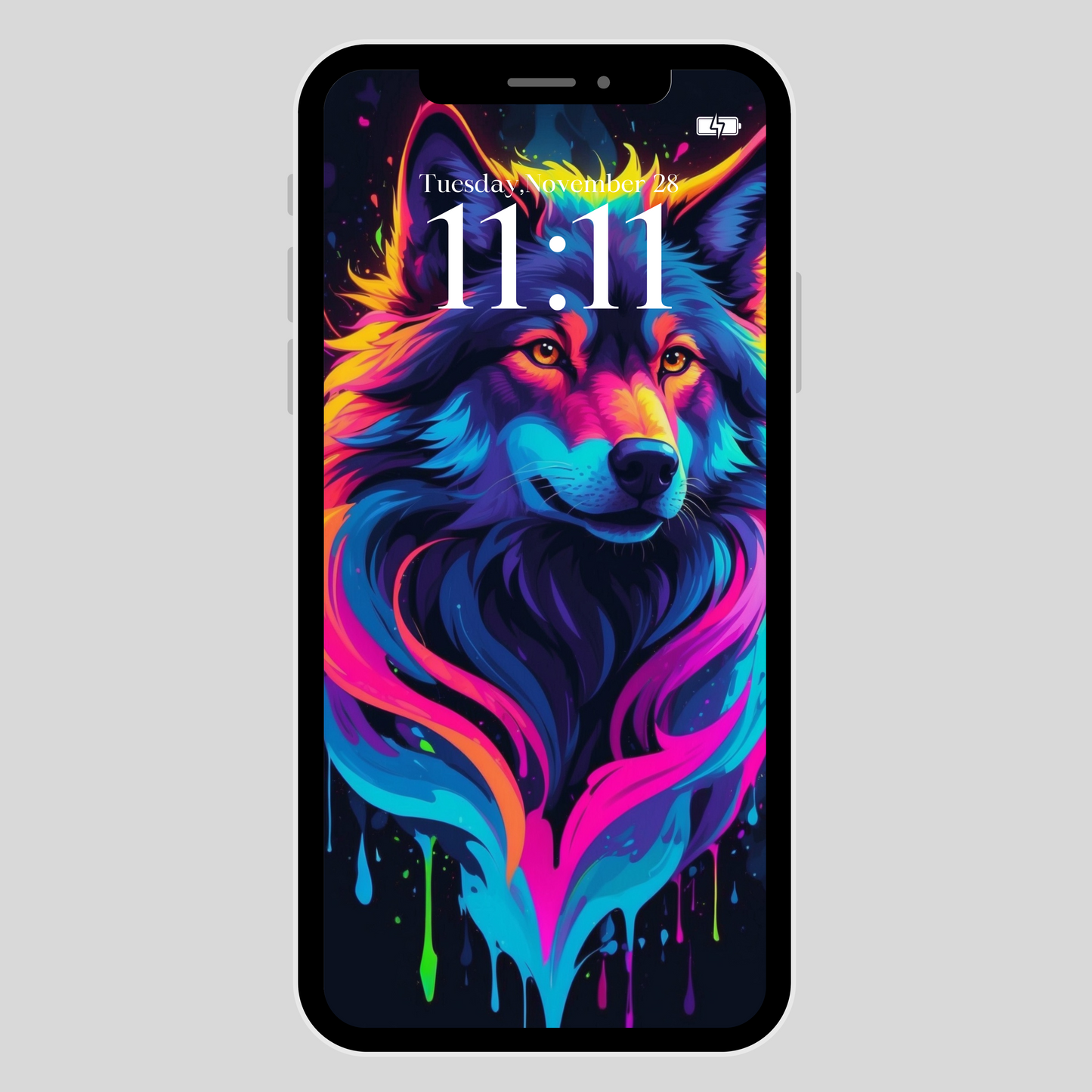 IPhone wallpaper/ Neon wolf/ instant download