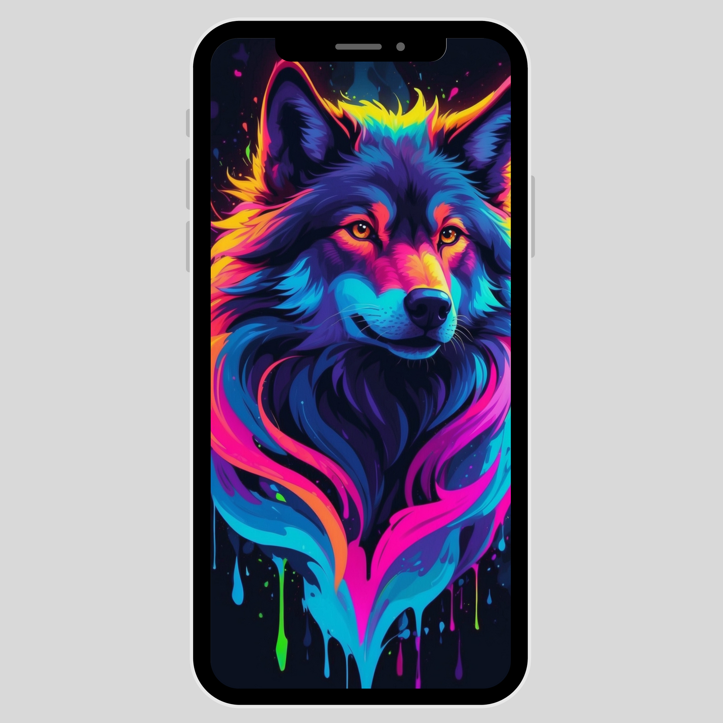 IPhone wallpaper/ Neon wolf/ instant download