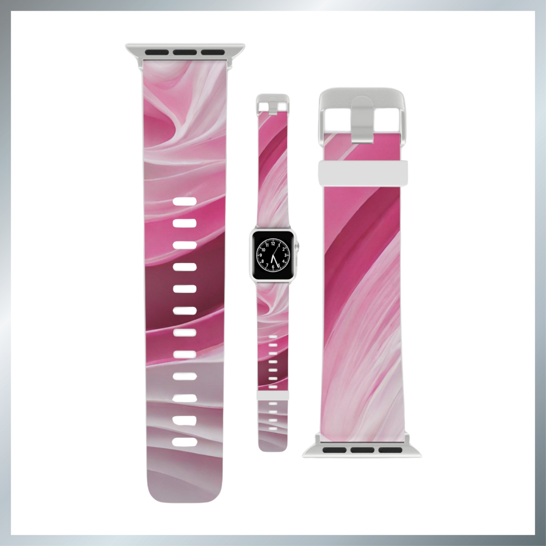 Pink & white wave Watch Band for Apple Watch Series 1-9, SE and Ultra, 38-40mm/ 42-44mm