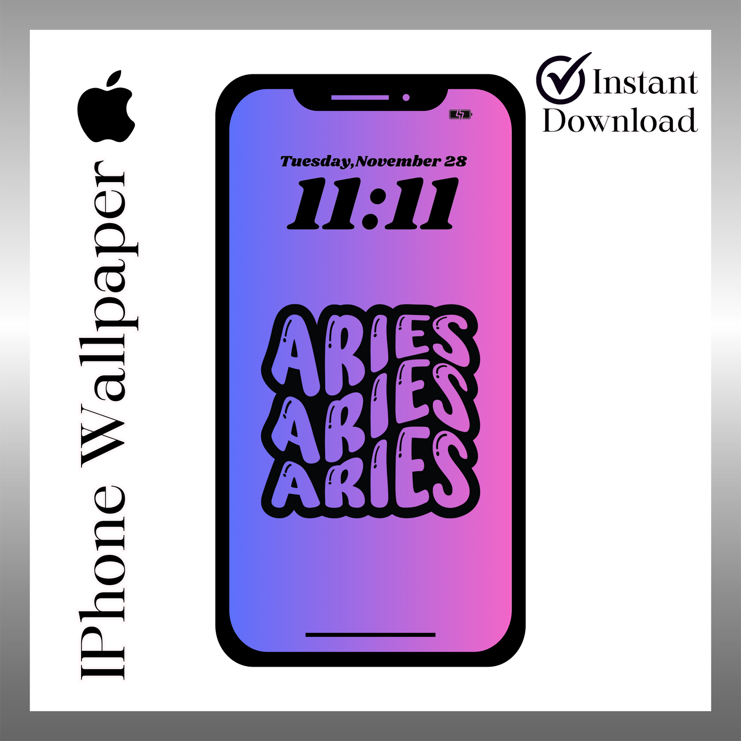 Ombre Aries phone wallpaper iPhone lock screen art digital download