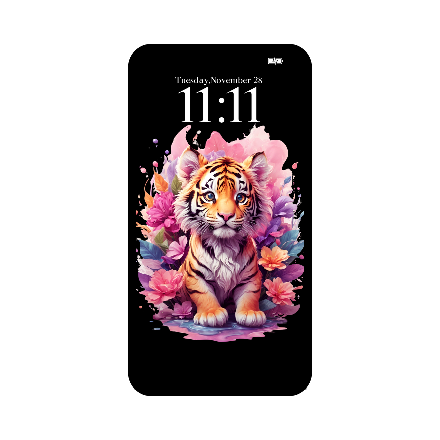 Baby tiger phone wallpaper iPhone lock screen art digital download