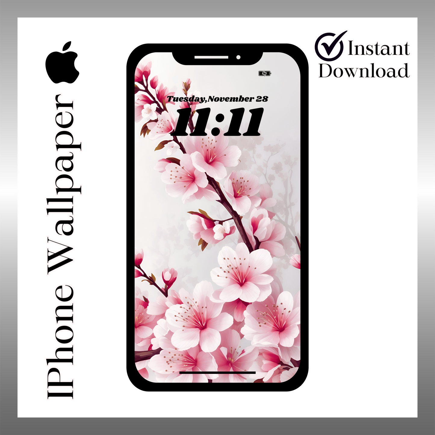 Cherry blossoms phone wallpaper iPhone lock screen art digital download