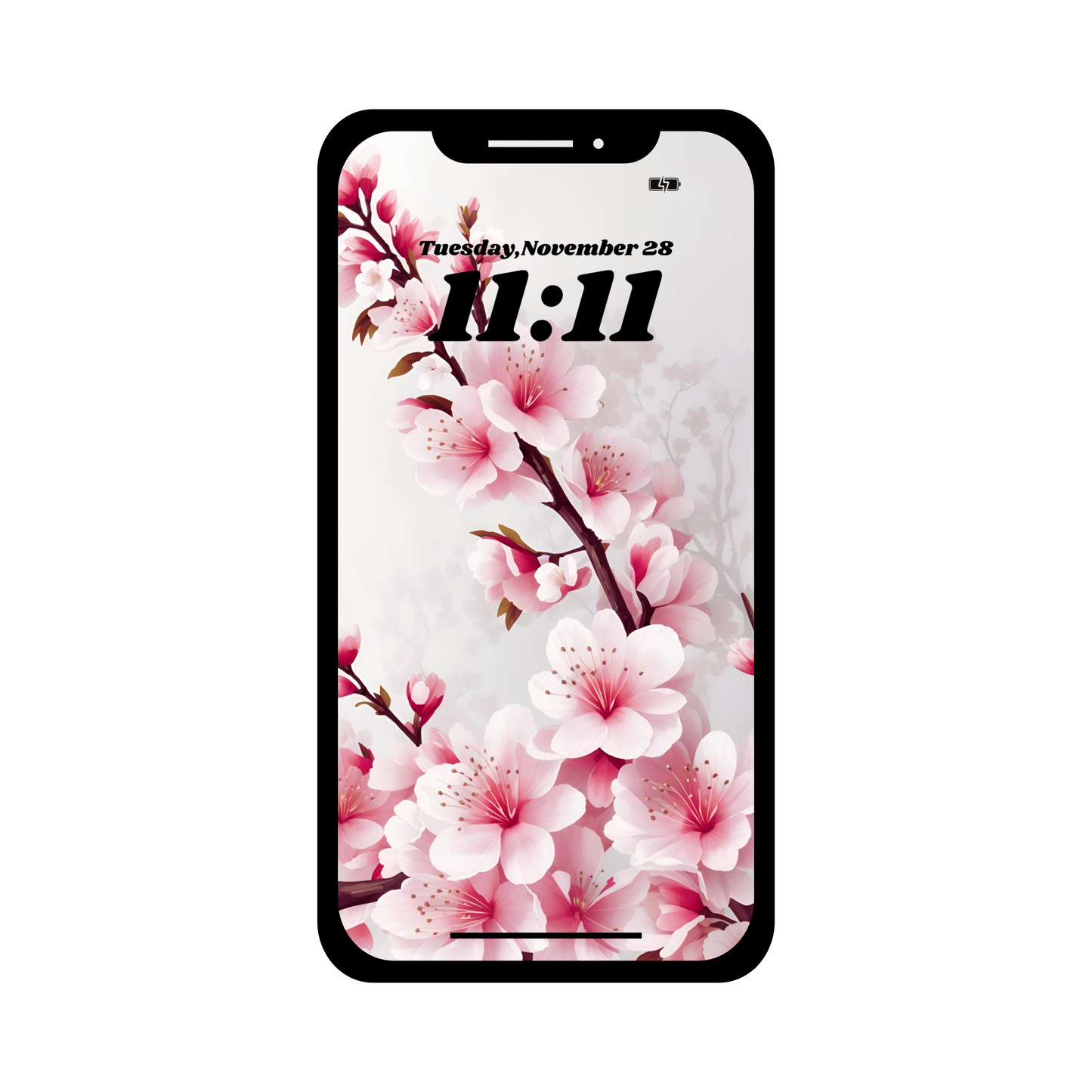 Cherry blossoms phone wallpaper iPhone lock screen art digital download