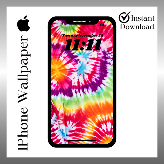 Tie-dye phone wallpaper iPhone lock screen art digital download