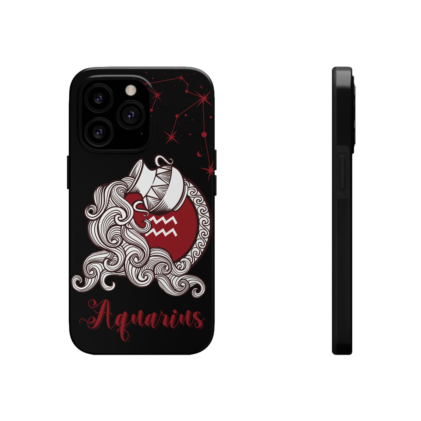 Aquarius black & maroon/ Tough Phone Case/ Zodiac