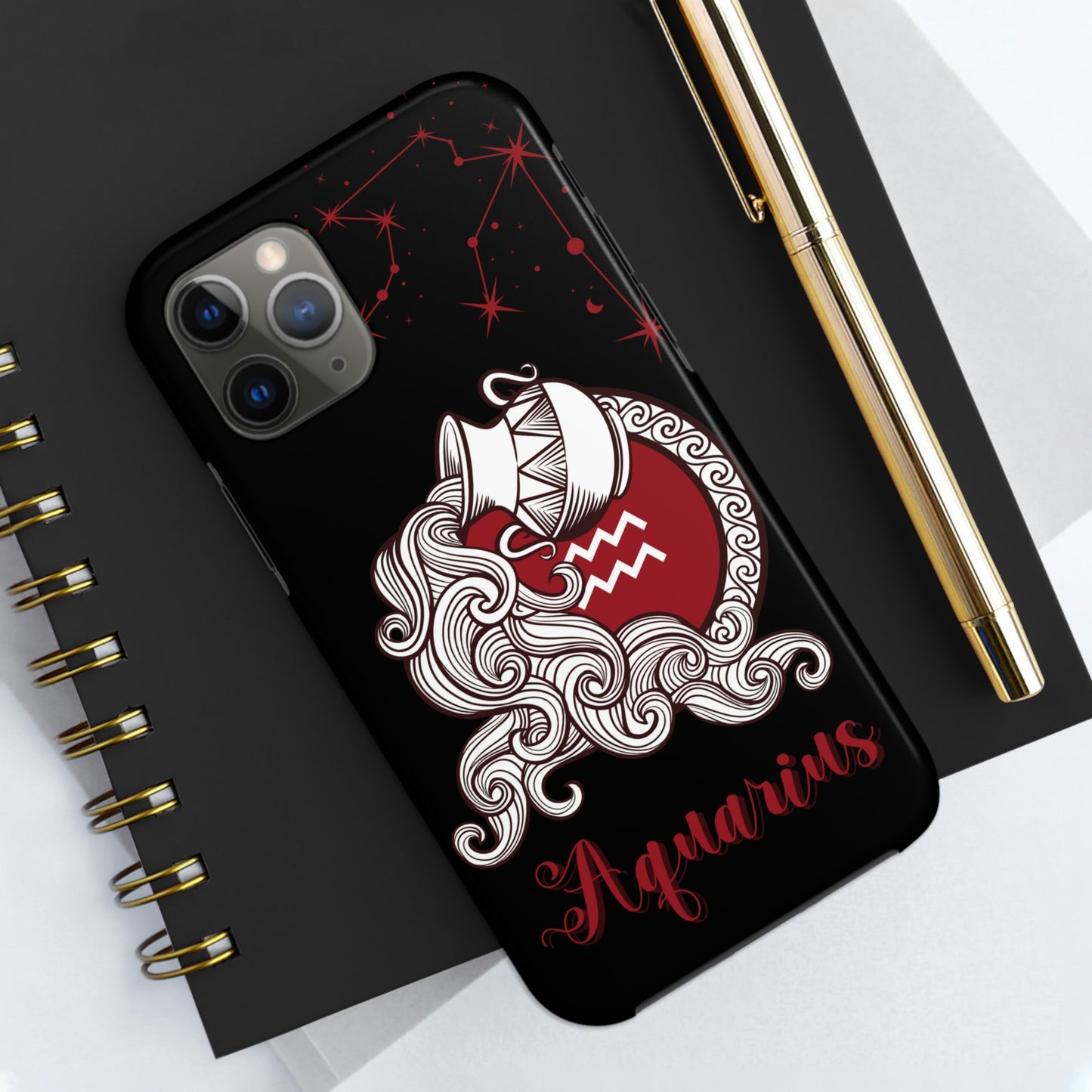 Aquarius black & maroon/ Tough Phone Case/ Zodiac