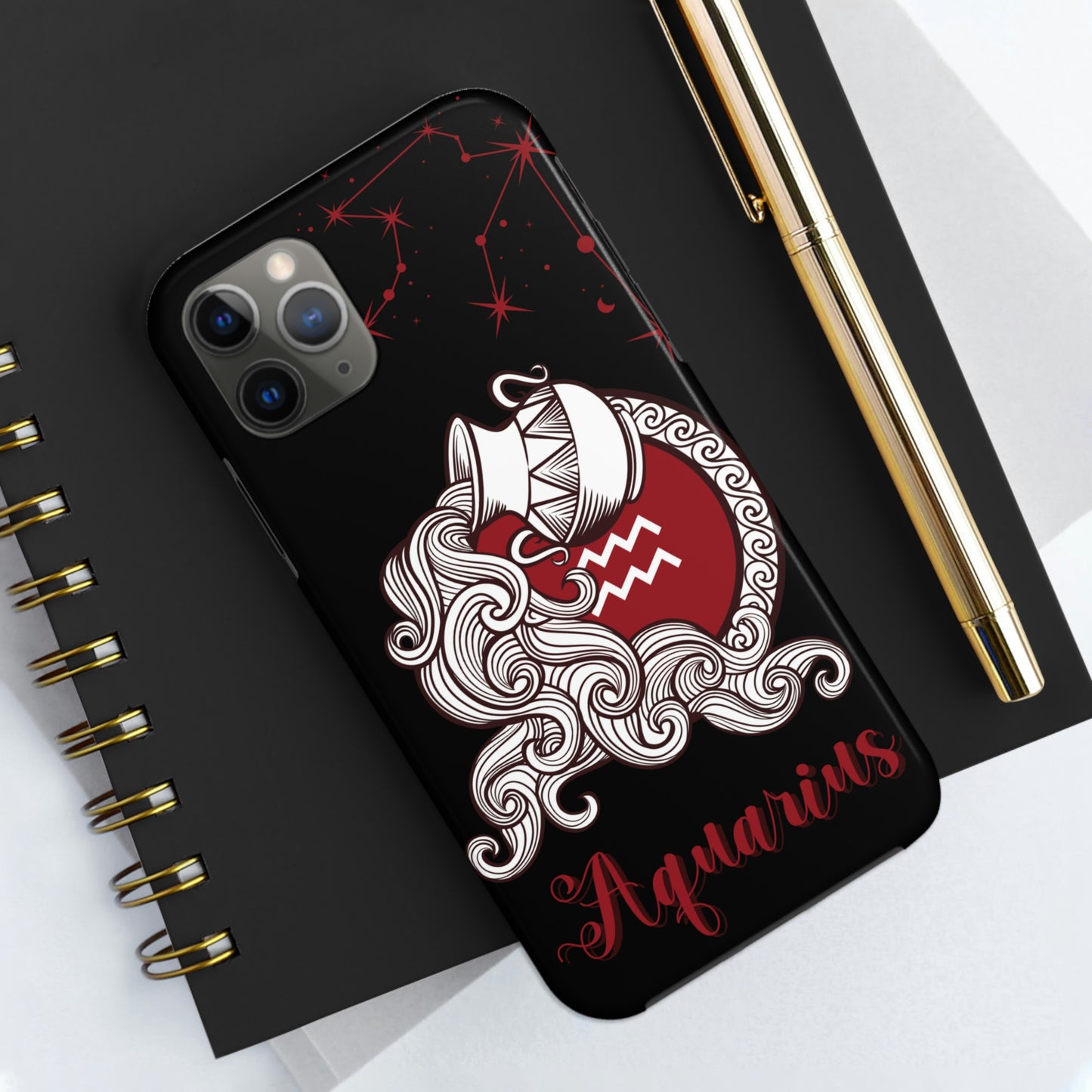 Aquarius black & maroon/ Tough Phone Case/ Zodiac