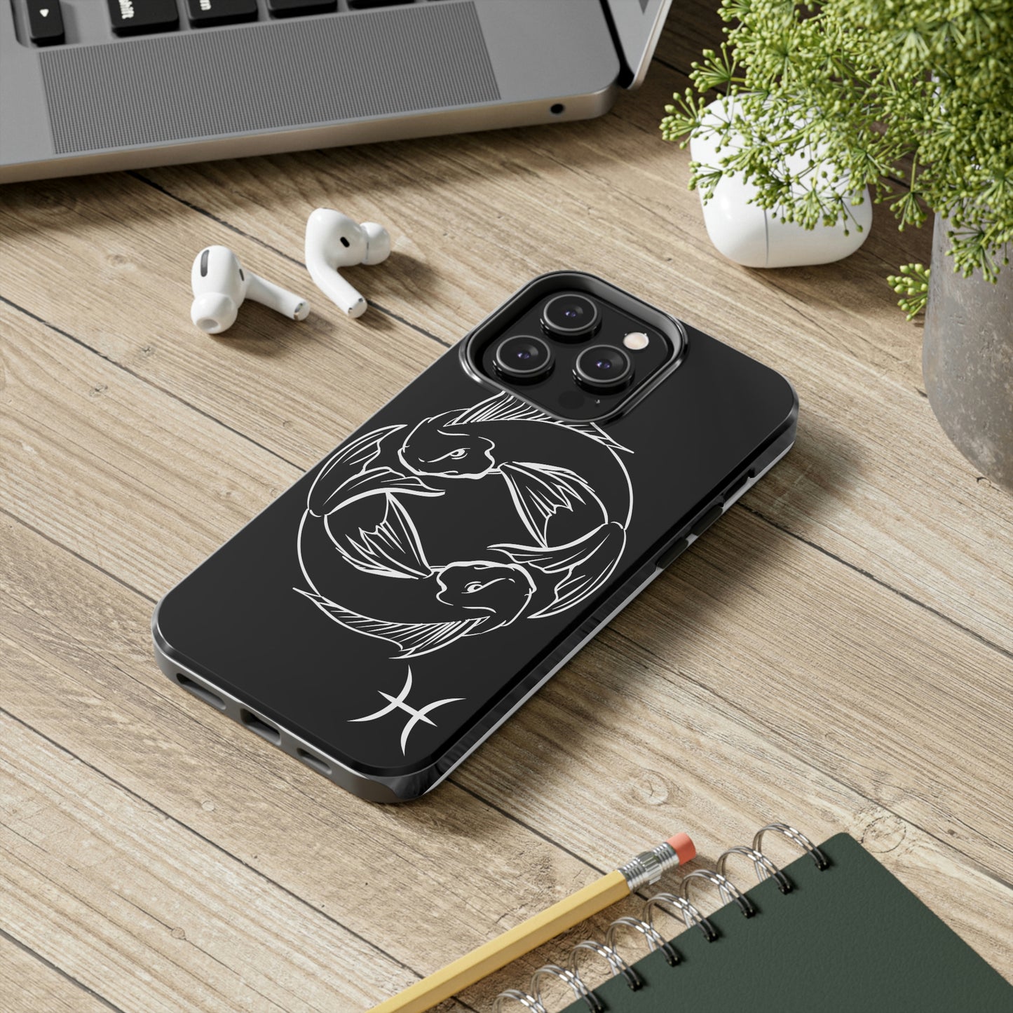 Pisces zodiac black & white/ Tough IPhone Case/ Zodiac