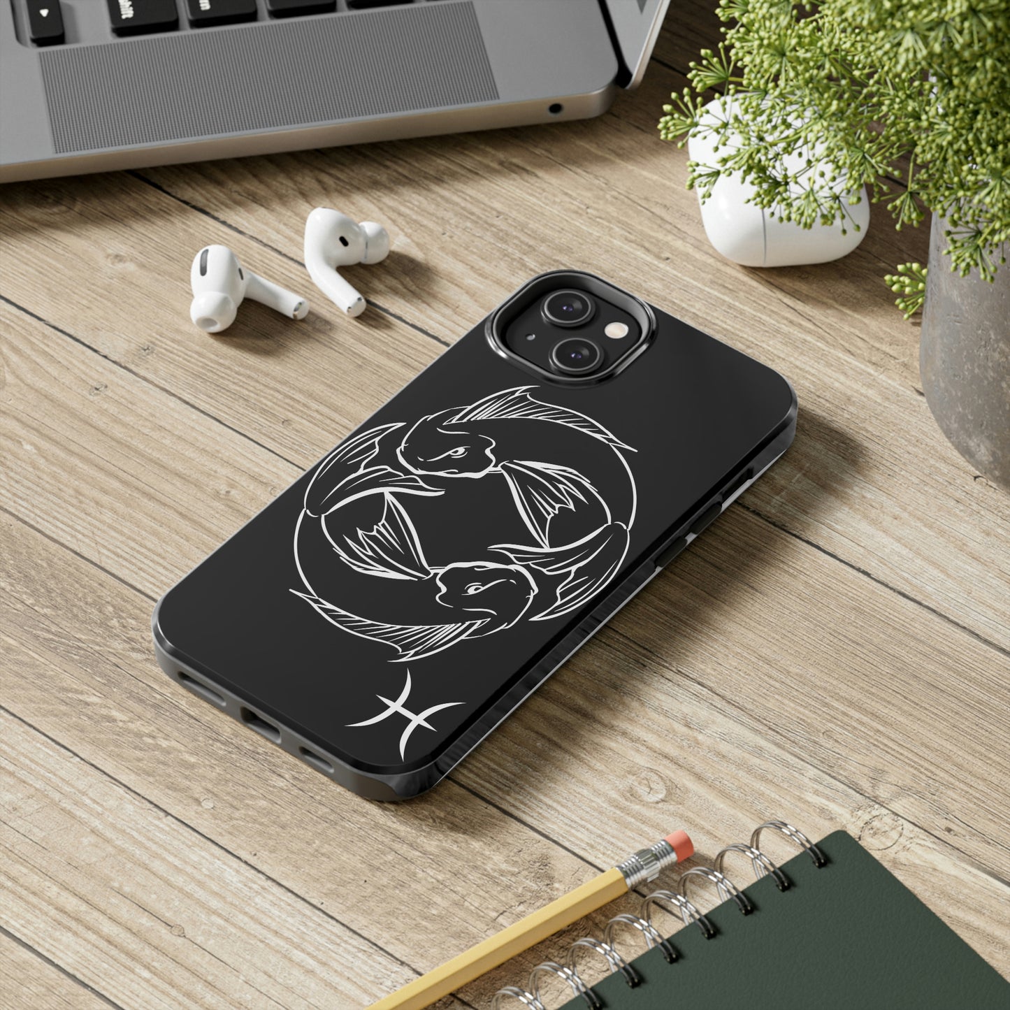 Pisces zodiac black & white/ Tough IPhone Case/ Zodiac