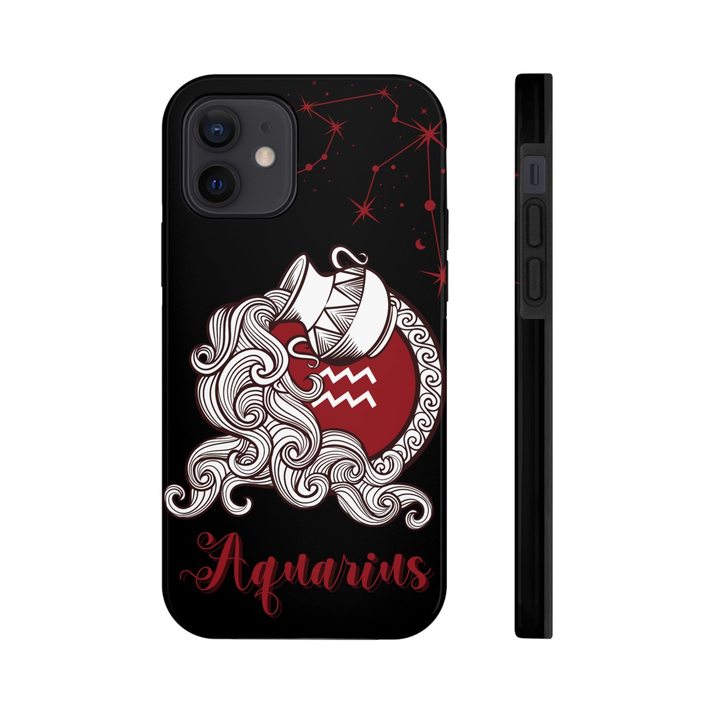 Aquarius black & maroon/ Tough Phone Case/ Zodiac