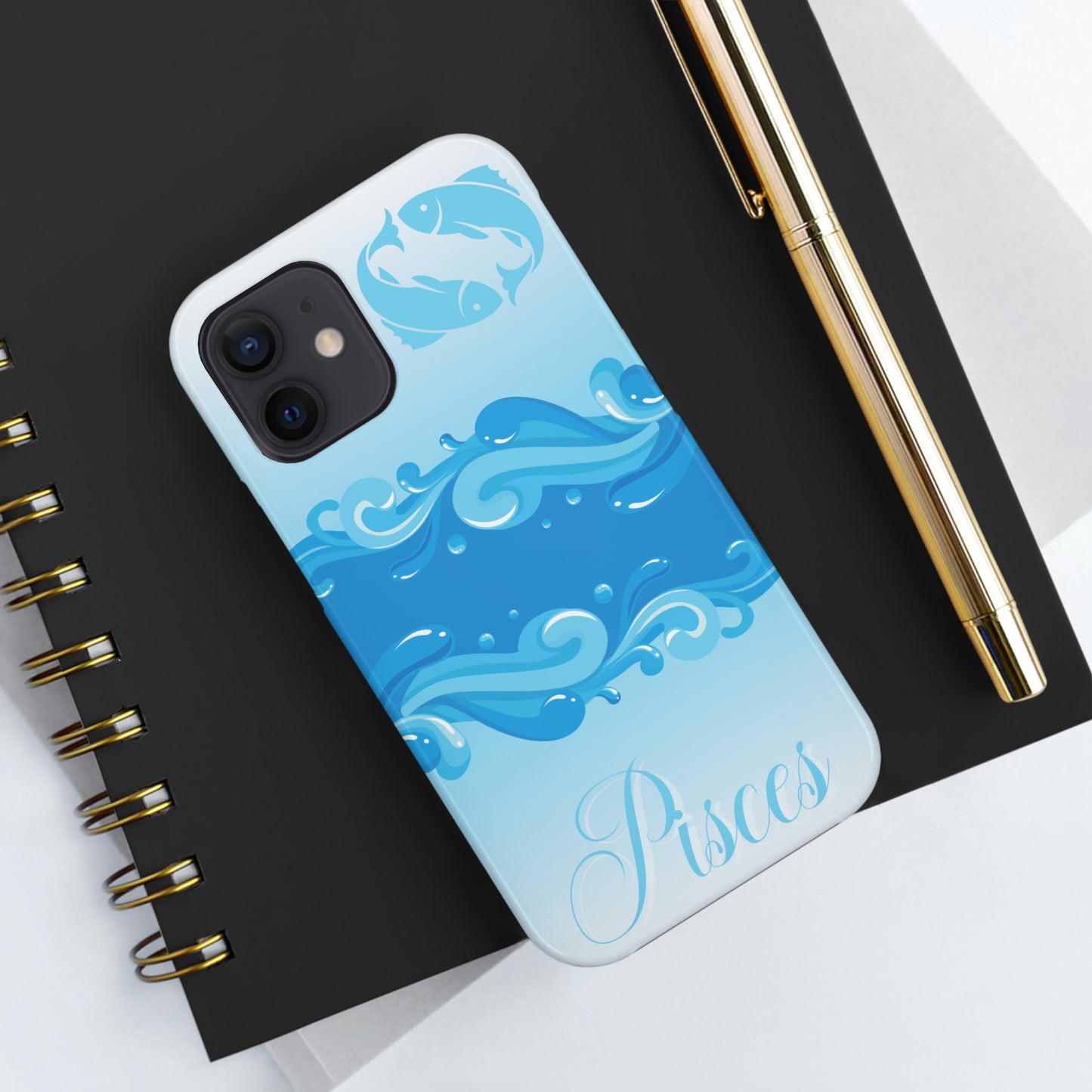 Pisces blue & white/ Tough IPhone case/ Zodiac