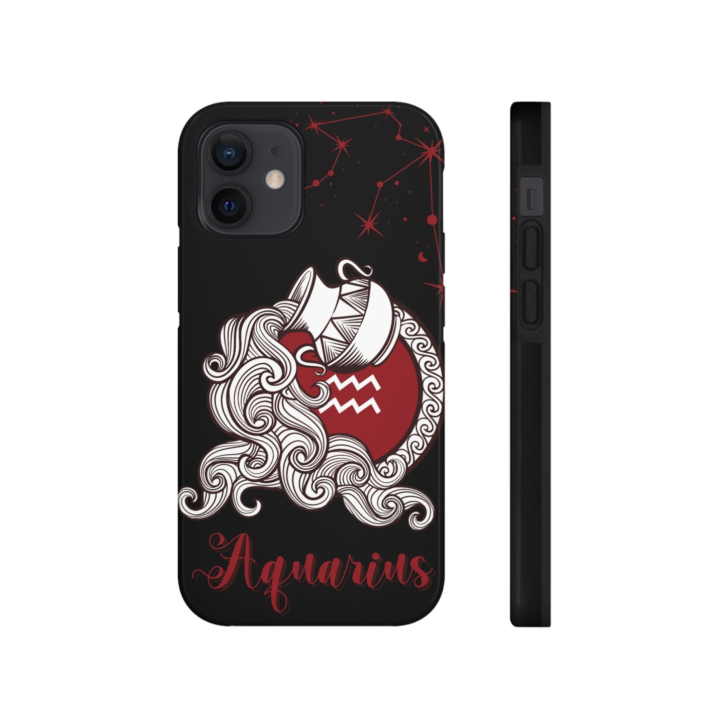 Aquarius black & maroon/ Tough Phone Case/ Zodiac