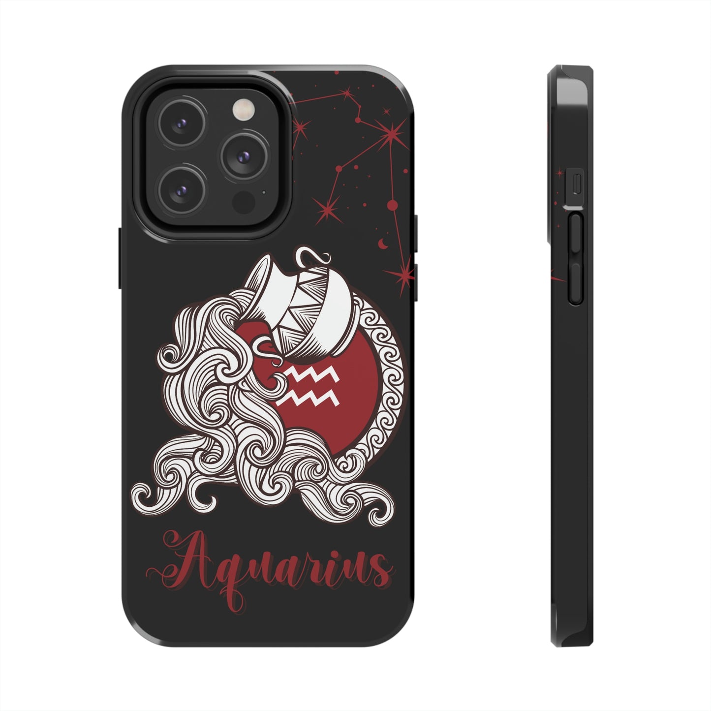 Aquarius black & maroon/ Tough Phone Case/ Zodiac