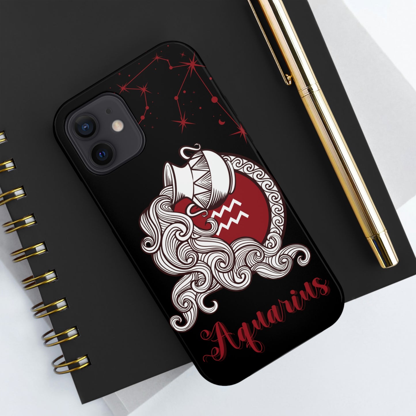 Aquarius black & maroon/ Tough Phone Case/ Zodiac