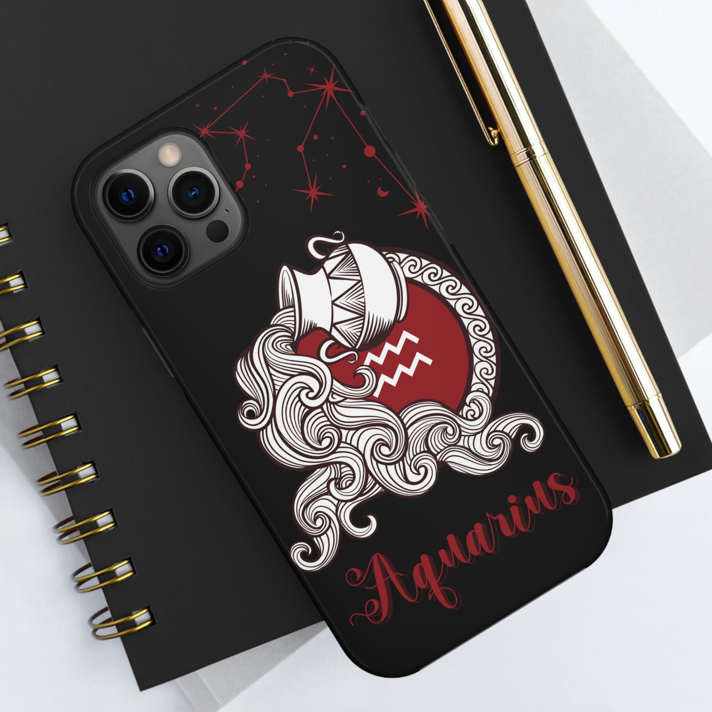 Aquarius black & maroon/ Tough Phone Case/ Zodiac