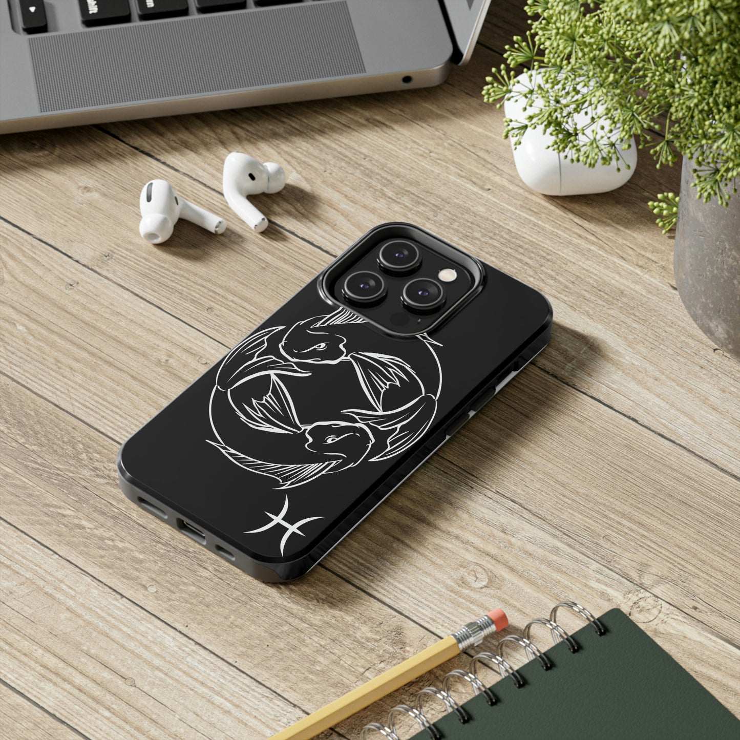 Pisces zodiac black & white/ Tough IPhone Case/ Zodiac