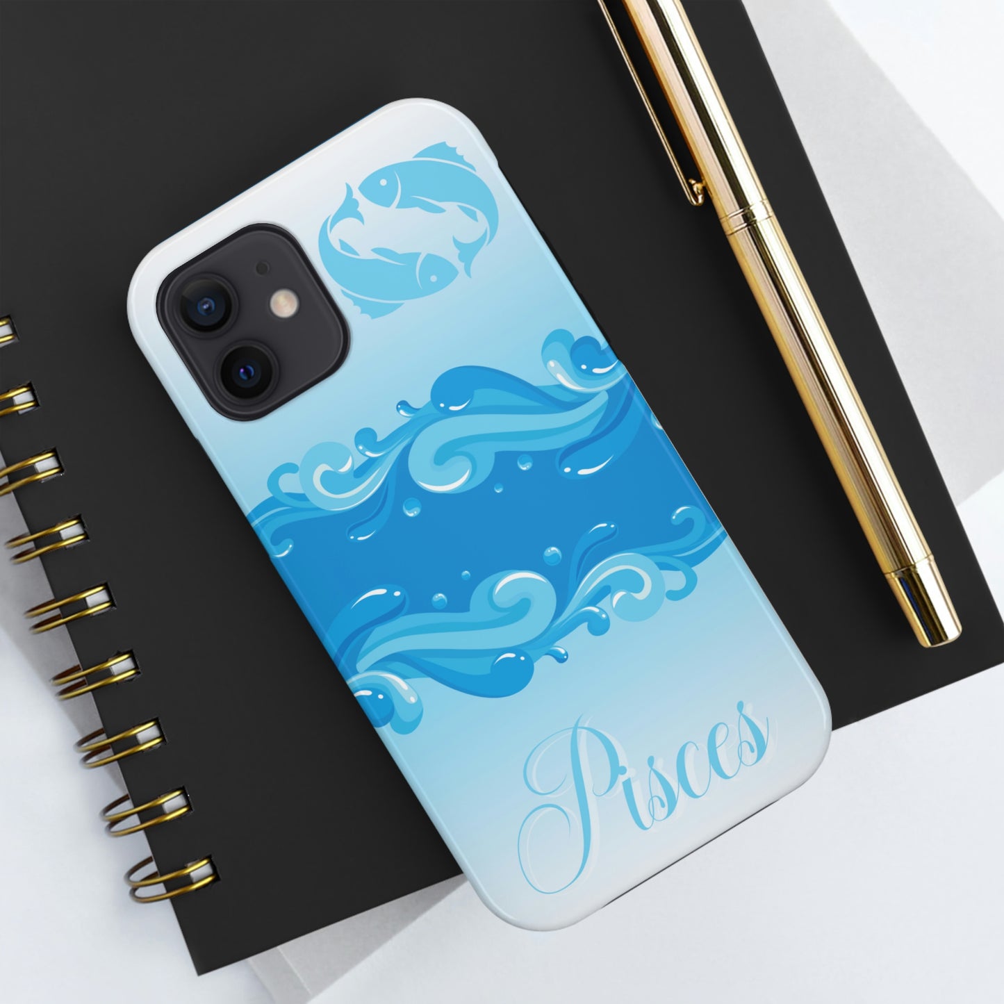 Pisces blue & white/ Tough IPhone case/ Zodiac