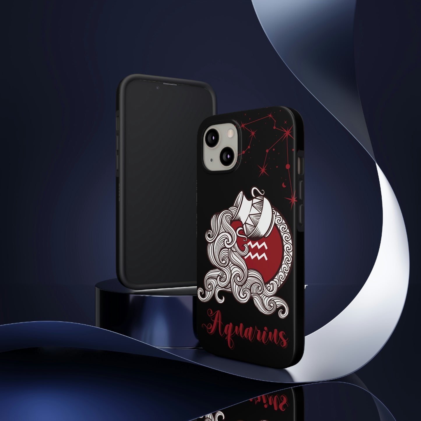 Aquarius black & maroon/ Tough Phone Case/ Zodiac