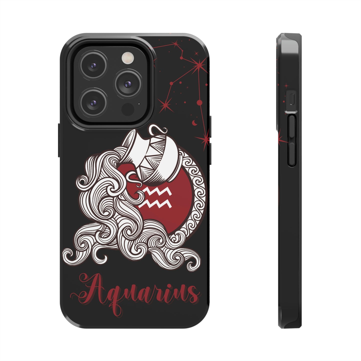 Aquarius black & maroon/ Tough Phone Case/ Zodiac