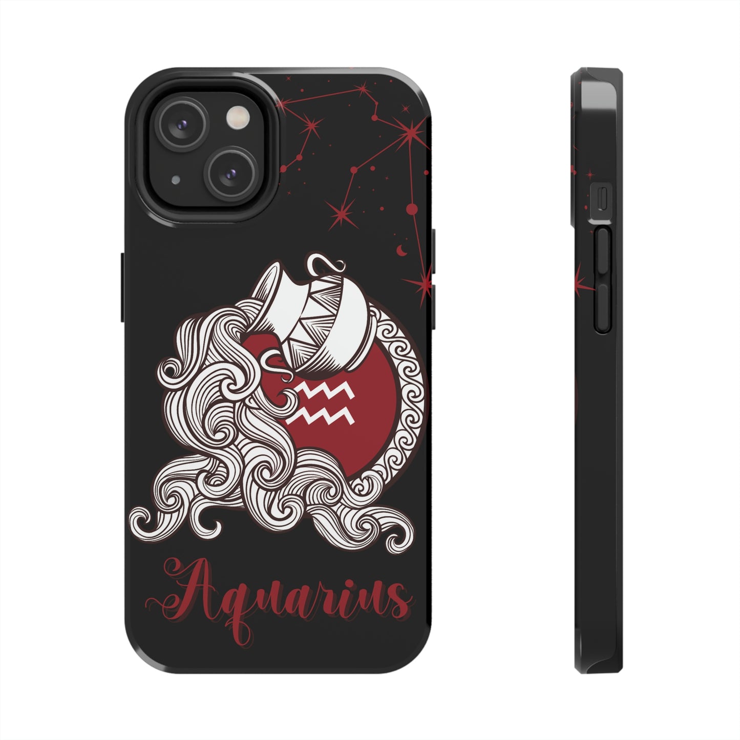 Aquarius black & maroon/ Tough Phone Case/ Zodiac