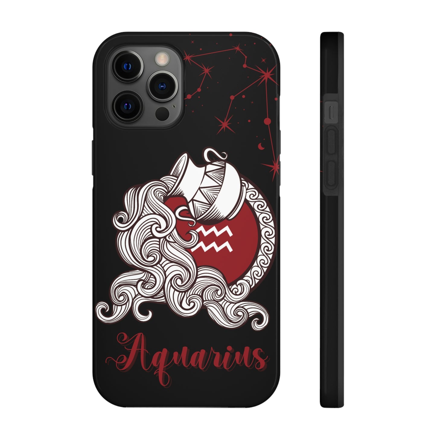 Aquarius black & maroon/ Tough Phone Case/ Zodiac