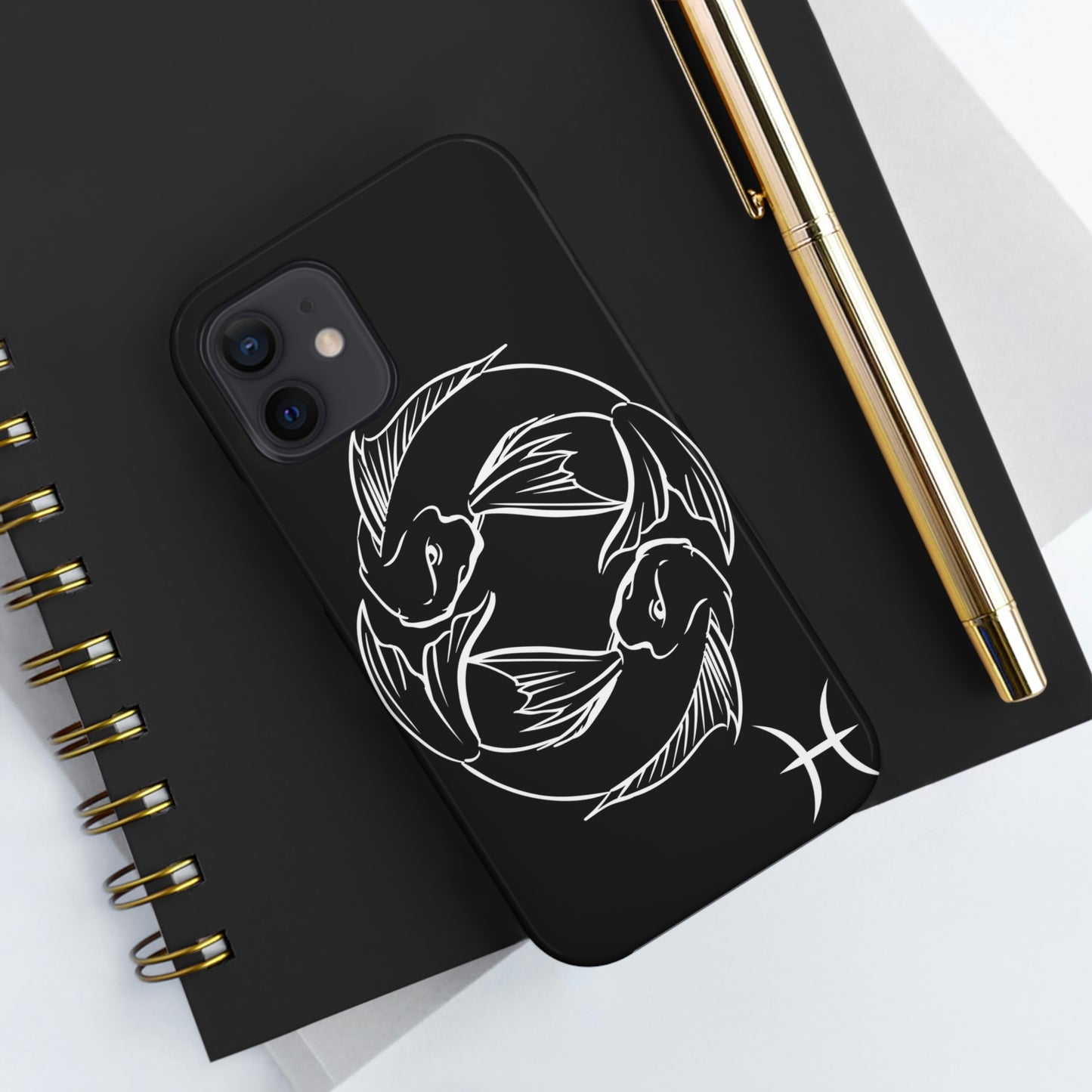 Pisces zodiac black & white/ Tough IPhone Case/ Zodiac