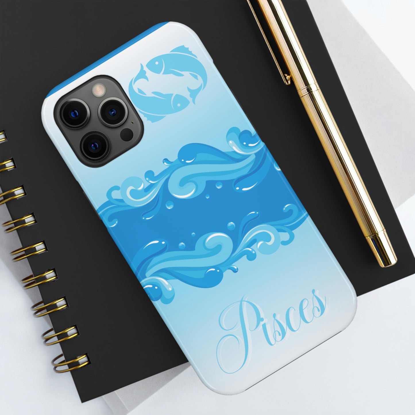 Pisces blue & white/ Tough IPhone case/ Zodiac