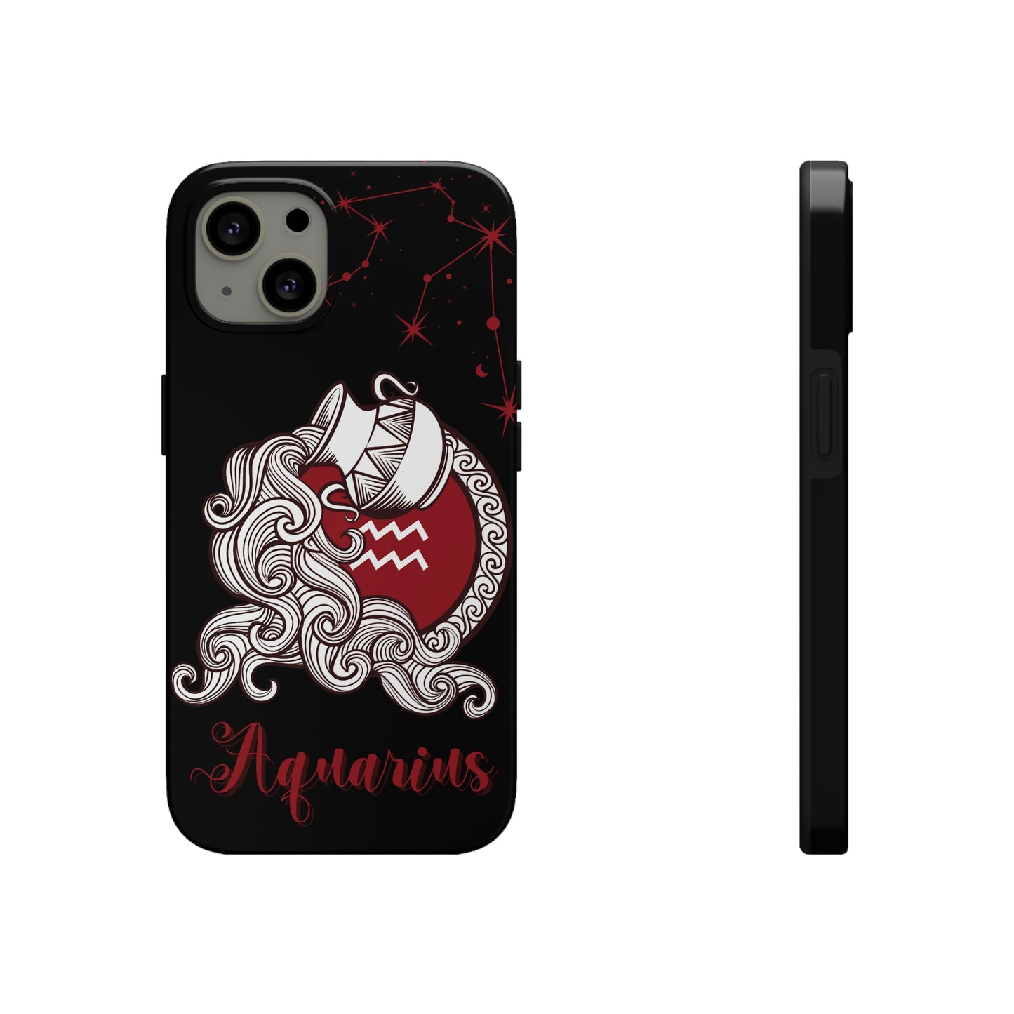 Aquarius black & maroon/ Tough Phone Case/ Zodiac