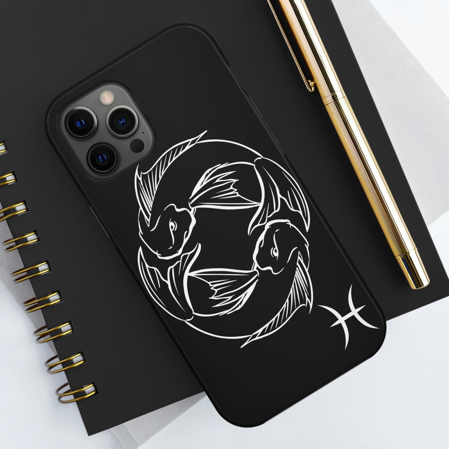 Pisces zodiac black & white/ Tough IPhone Case/ Zodiac