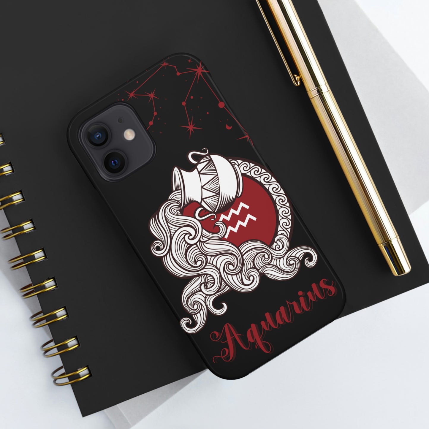 Aquarius black & maroon/ Tough Phone Case/ Zodiac