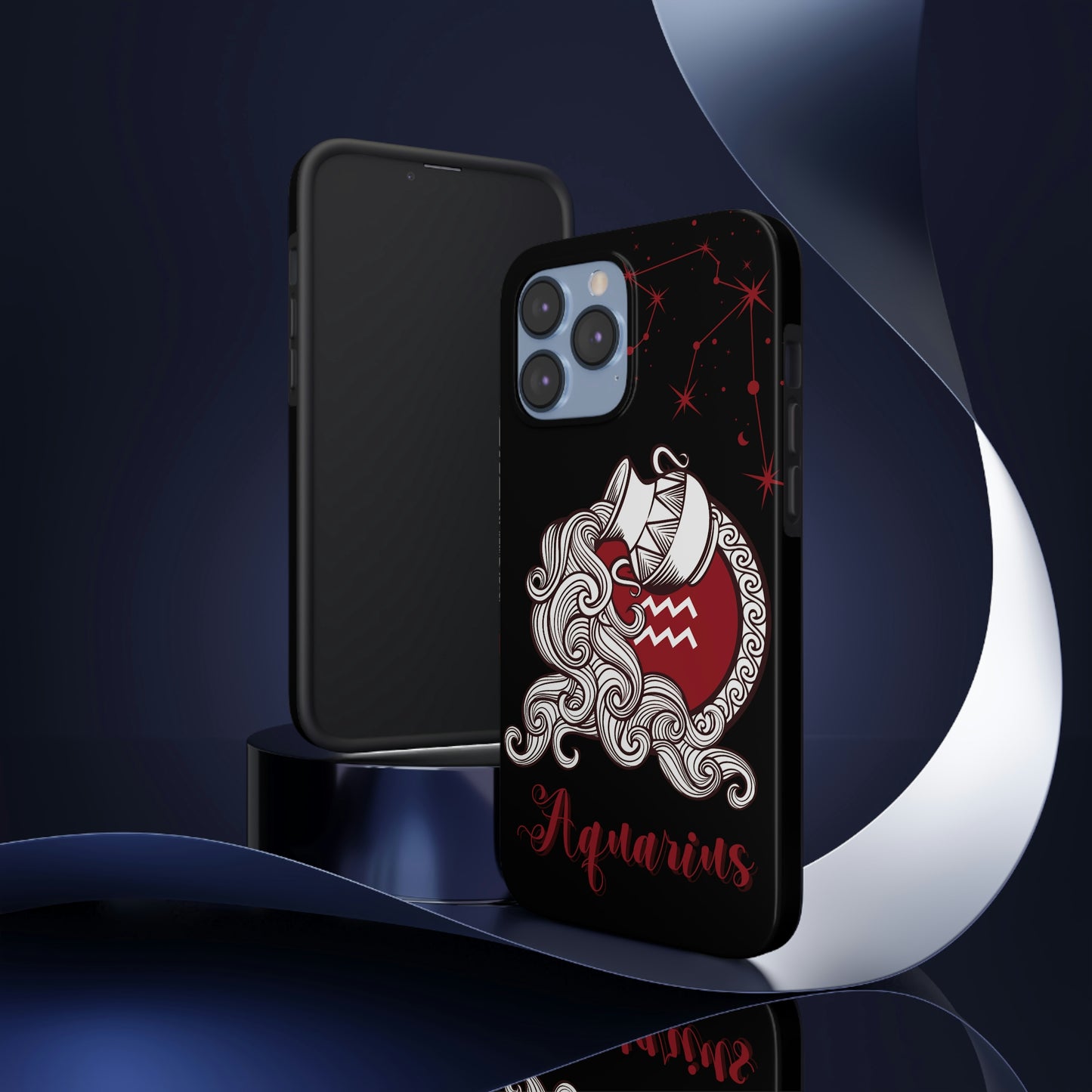 Aquarius black & maroon/ Tough Phone Case/ Zodiac